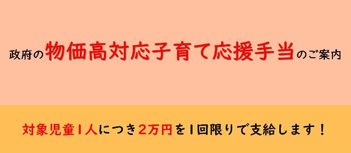 政府の物価高対応子育て応援手当のご案内