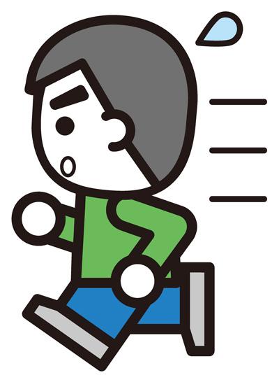 男性が急いで走っているイラスト