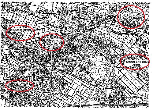 長久手市内城跡位置図