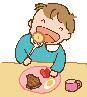 子どもが笑顔で食事をしているイラスト