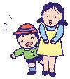 女性と男の子のイラスト