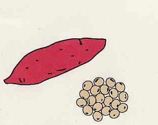 さつまいもと大豆のイラスト