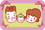両親と子どもの3人家族のイラスト
