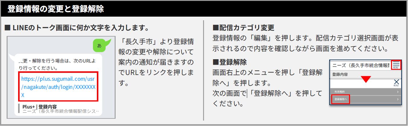 LINEの登録情報の変更と登録解除