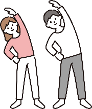 ラジオ体操をする男女中