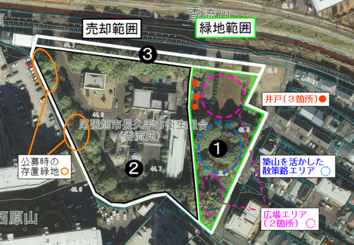香流苑跡地利用方針の図