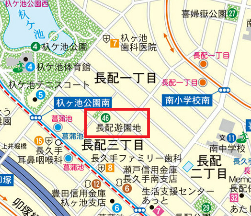 長配遊園地位置図