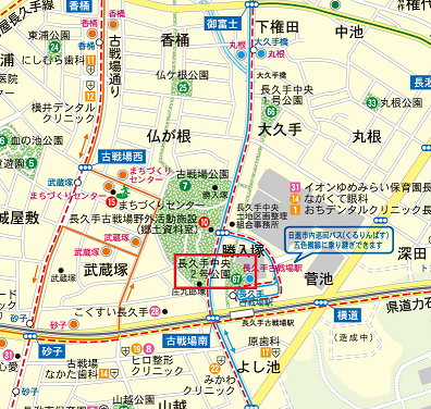 長久手中央2号（ながくてちゅうおうにごう）公園の範囲を赤線で囲った地図